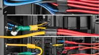 Professional cable management showing before and after proper cable routing