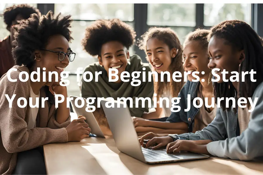 Coding for Beginners: Diverse group of young women learning coding together on a laptop, smiling and engaged