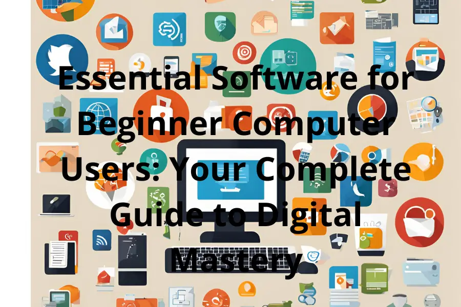 Essential software collection for beginner computer users featuring productivity, security, and learning tools