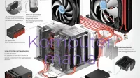 Gaming PC cooling system diagram showing airflow paths and major heat-generating components