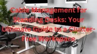 Professional cable management setup for standing desk with organized cables and modern workspace