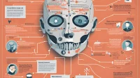 Skull-shaped infographic showing various elements and connections of social engineering attacks