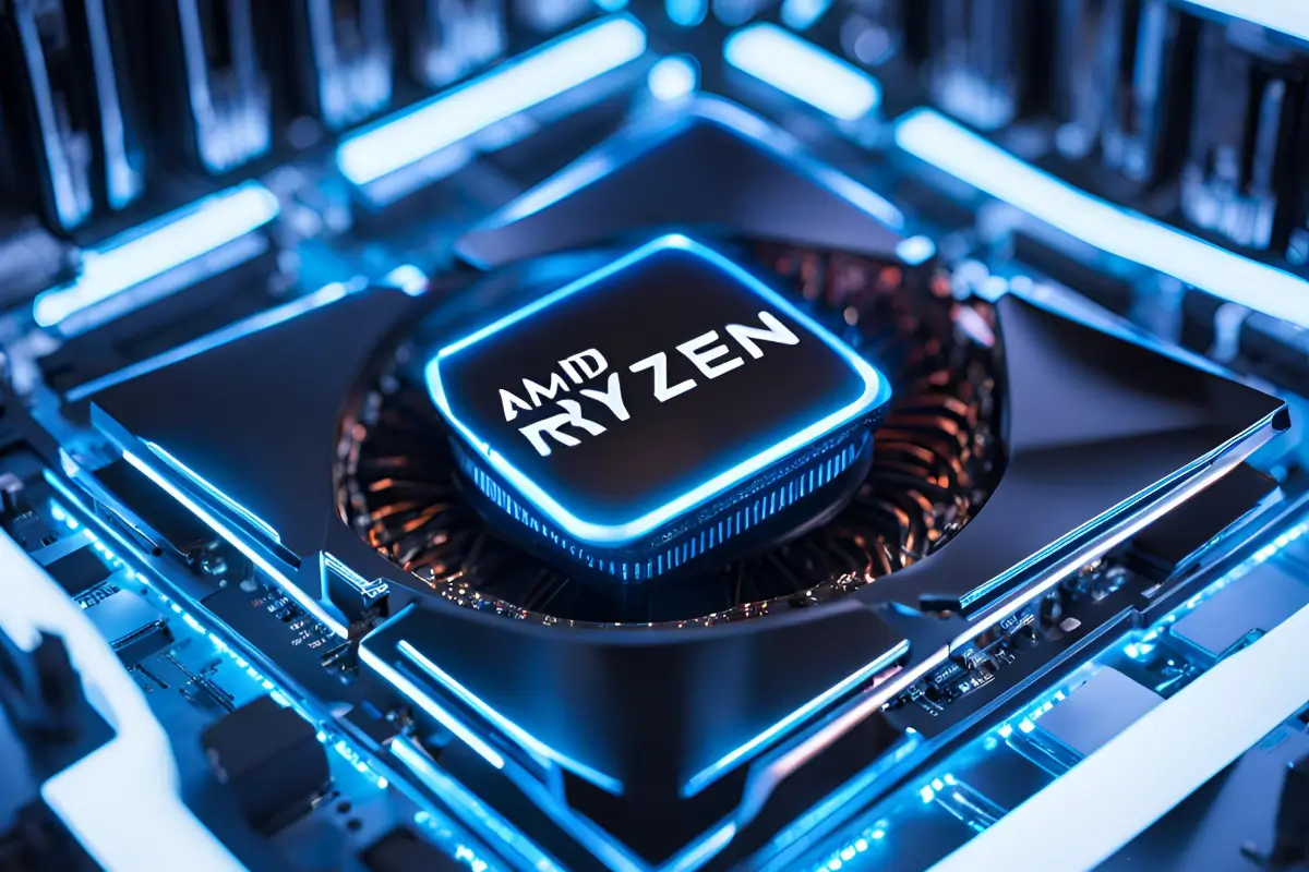 MD Ryzen 7 7800X3D processor with DDR5-6000 memory modules performance testing setup